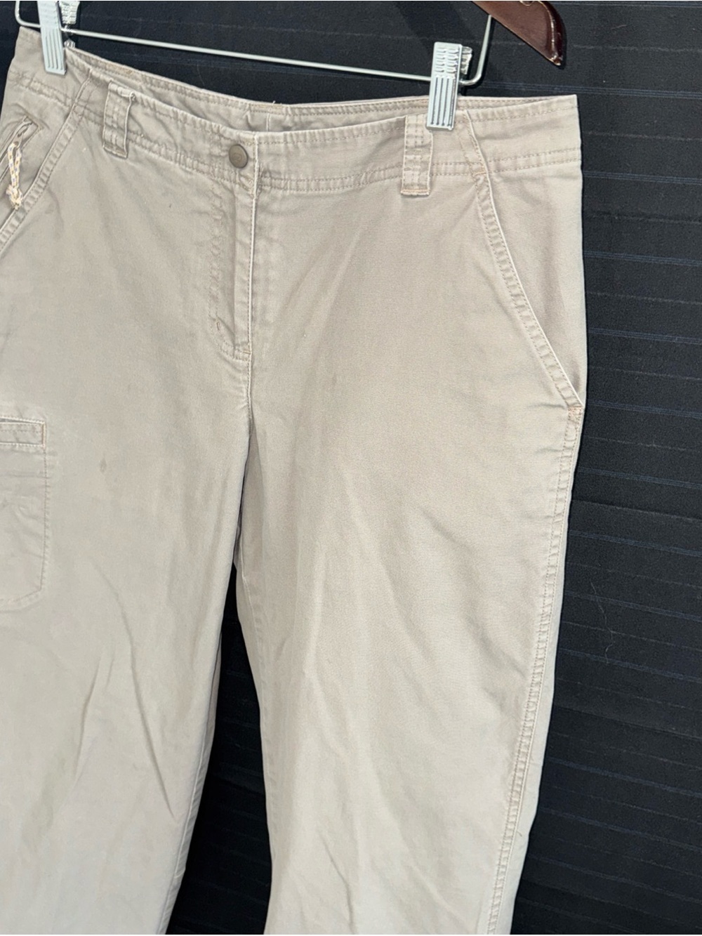 LL Bean Pants Womens 12 Reg Beige Flannel Lined Classic Fit Chino Straight Leg - Picture 4 of 14